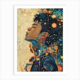 Whimsical Asian Man In Deep 4 Art Print