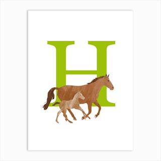 H For Horse Art Print