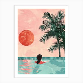 Sunset In The Pool Art Print