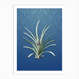 Vintage Pineapple Botanical on Bahama Blue Pattern n.2011 Art Print