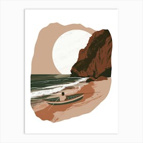 Illustration Of A Man In A Boat 1 Art Print