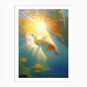 Tancho Showa Koi Fish Monet Style Classic Painting Art Print