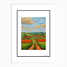 Green plains, distant hills, country houses,renewal and hope,life,spring acrylic colors.45 Art Print
