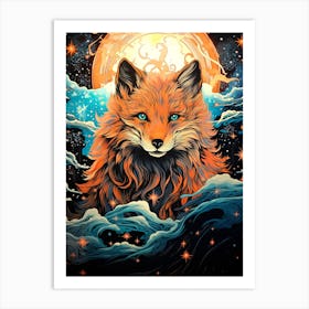 Fox In The Moonlight 1 Art Print