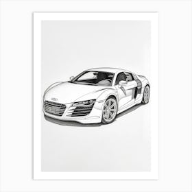 Audi R8 Line Drawing 9 Art Print