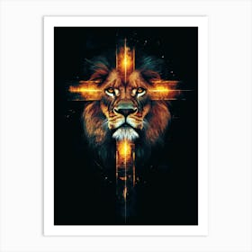 Lion Cross Art Print