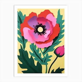 Cut Out Style Flower Art Poppy 3 Art Print