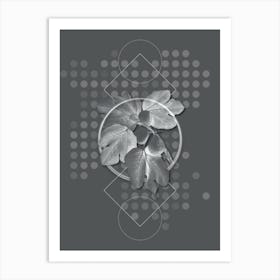 Vintage Common Fig Botanical with Line Motif and Dot Pattern in Ghost Gray n.0272 Art Print