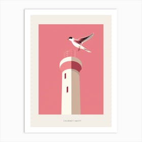 Minimalist Chimney Swift 2 Bird Poster Art Print