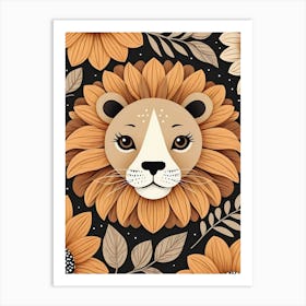 Floral Cute Baby Lion Nursery (18) Art Print