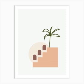 Minimal Terracota Shapes And Palm Art Print