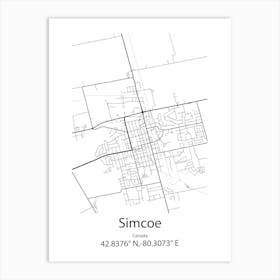 Simcoe,Canada Minimalist Map Art Print