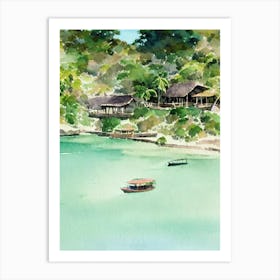 Komodo National Park Indonesia Water Colour Poster Art Print