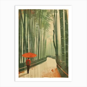 Arashiyama Bamboo Grove Japan Mid Century Modern Art Print