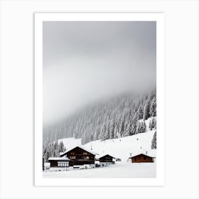 Oberstdorf, Germany Black And White Skiing Poster Art Print