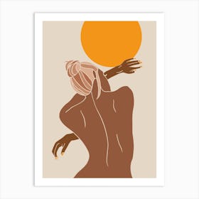 Girl With Bun 2 Backview Tan Blonde Art Print