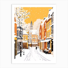 Retro Winter Illustration Bruges Belgium 4 Art Print
