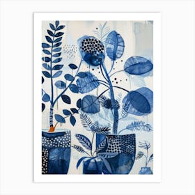 Blue Potted Plants Art Print