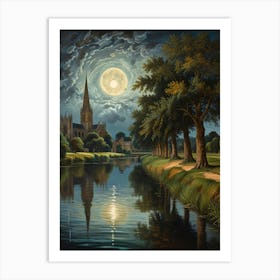 William Morris Moonlight Over The River Art Print