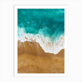 Greece, Seaside, beach and wave #4. Aerial view beach print. Sea foam Art Print