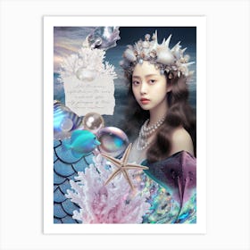 Princess Mermaid Modern Collage Art Print