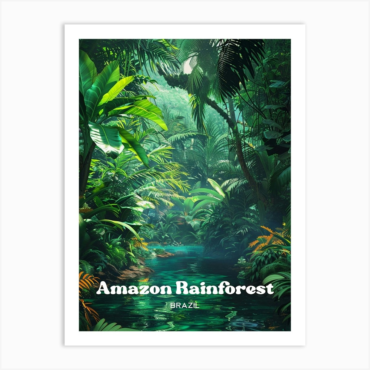 Amazon Rainforest Biodiverse Digital Travel Art Poster