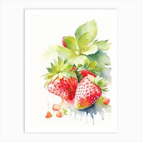 June Bearing Strawberries, Plant, Storybook Watercolours Art Print