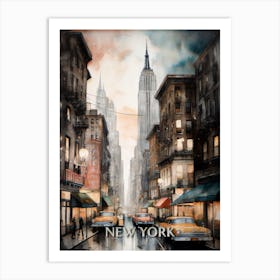 New York City Vintage Painting (25) Art Print