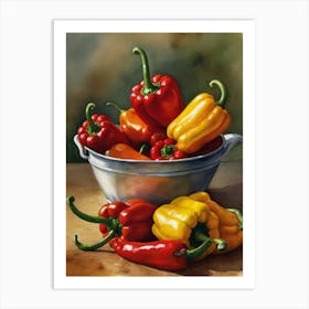 Peppers In A Bowl Art Print