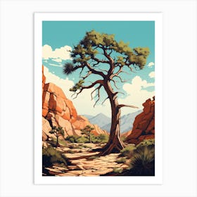  Retro Illustration Of A Joshua Tree In Rocky Mountain 1 Art Print