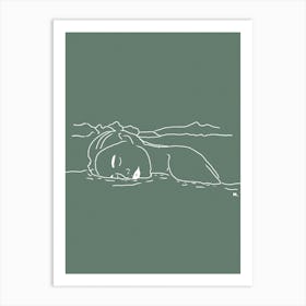 Water Girl in green Art Print