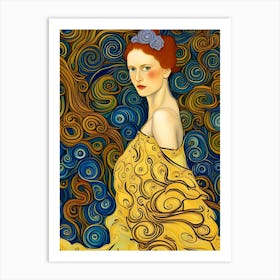 Artistic Symphony Yellow Lady Daffodil By Klimt And Van Gogh Art Print