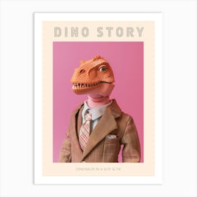 Pastel Toy Dinosaur In A Suit & Tie 1 Poster Art Print