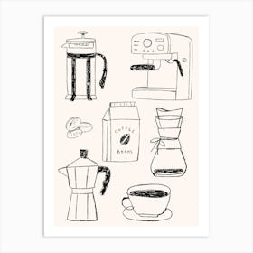 Coffee Elements Art Print Art Print