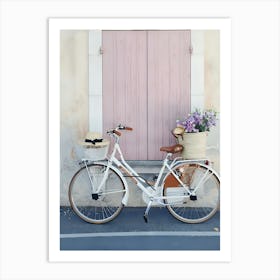 Bike In Front Of A Pink Door Art Print