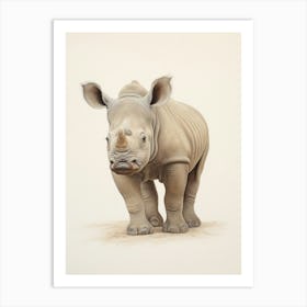Simple Illustration Of A Rhino 3 Art Print