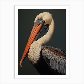 Dark And Moody Botanical Pelican 1 Art Print