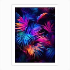 Glowing Tropical Leaves Art Print