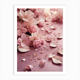 Pink Flowers On A Pink Background Art Print