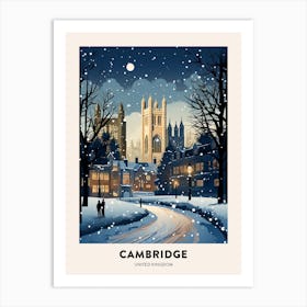 Winter Night  Travel Poster Cambridge United Kingdom 3 Art Print