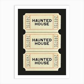 Haunted House Halloween Ticket Art Print