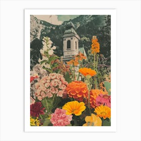 Vienna   Floral Retro Collage Style 3 Art Print