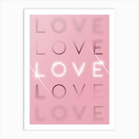 Motivational Words Love Quintet in Pink Art Print