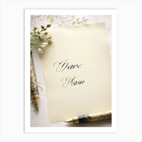 Calligraphy Of An Elegant Thank You Note Swirling And Flourishing Script Positioned Centrally On (5) Art Print