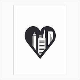 Simple City Skyline Linework Heart 3 Art Print