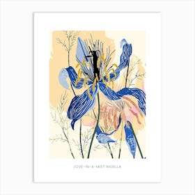 Colourful Flower Illustration Poster Love In A Mist Nigella 1 Art Print