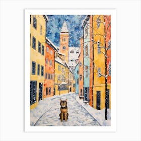 Cat In The Streets Of Innsbruck   Austria With Snow 4 Art Print