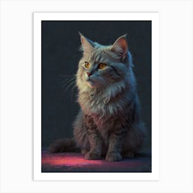 Cat With A Flashlight 1 Art Print