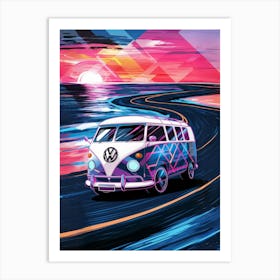 Vw Bus At Sunset Art Print