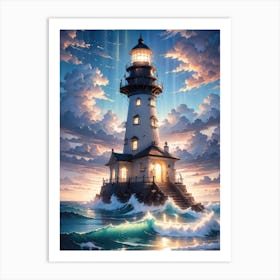 A Lighthouse In The Middle Of The Ocean 79 Art Print